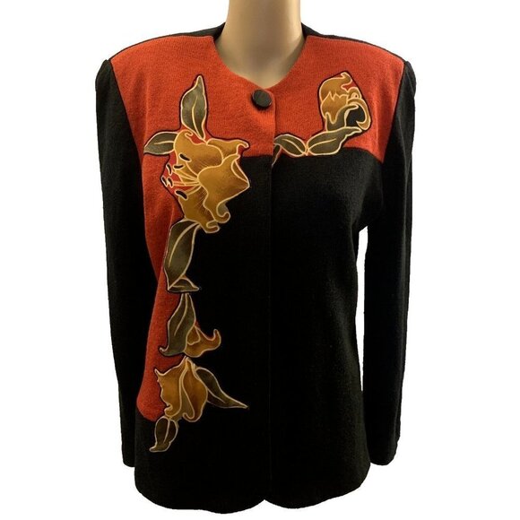 Anthony Sicari. Sz 10. Vintage 80's Appliqued Knit Sweater/Jacket. USA. B91. - Picture 1 of 5